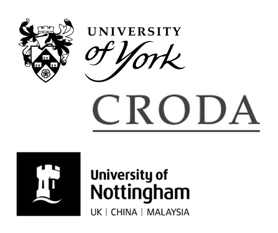Logos of University of York, Croda and University of Nottingham